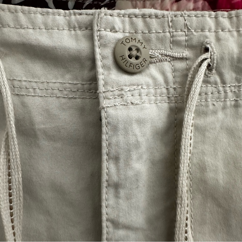 Tommy Hilfiger Khaki Cropped Pants Womens 40x32 Tan Drawstring Floral Lined - Picture 3 of 15